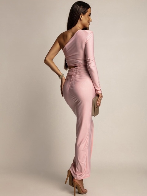 SUKIENKA MAXI NA JEDNO RAMIĘ JASNORÓŻOWA